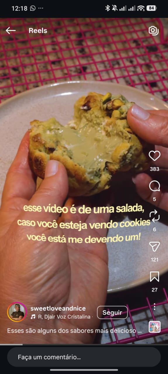 Reel de gastronomia sem aparecer
